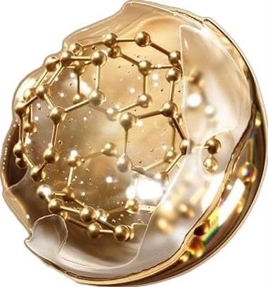 Golden serum capsule surrounding a molecular structure